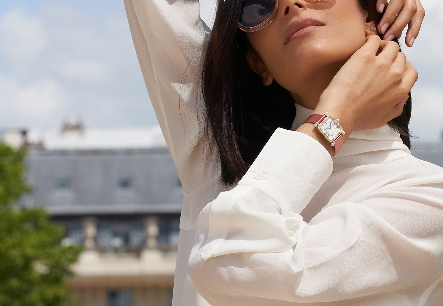 Charles Oudin Retro collection of diamonds watches with colorful satin straps for women