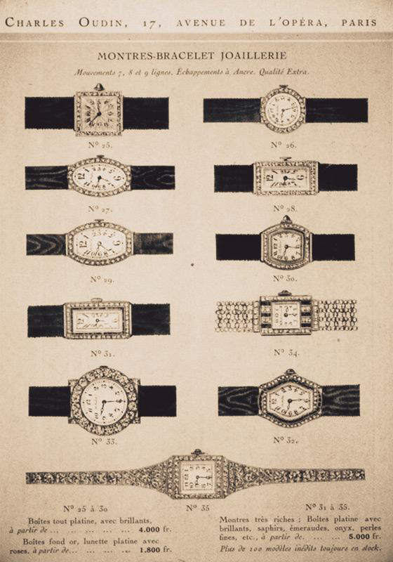 Title of the picture: Charles Oudin catalogue of 1st wristwatches early 20th Charles Oudin catalogue of 1st women’s wristwatches early 20th still Classic French style
