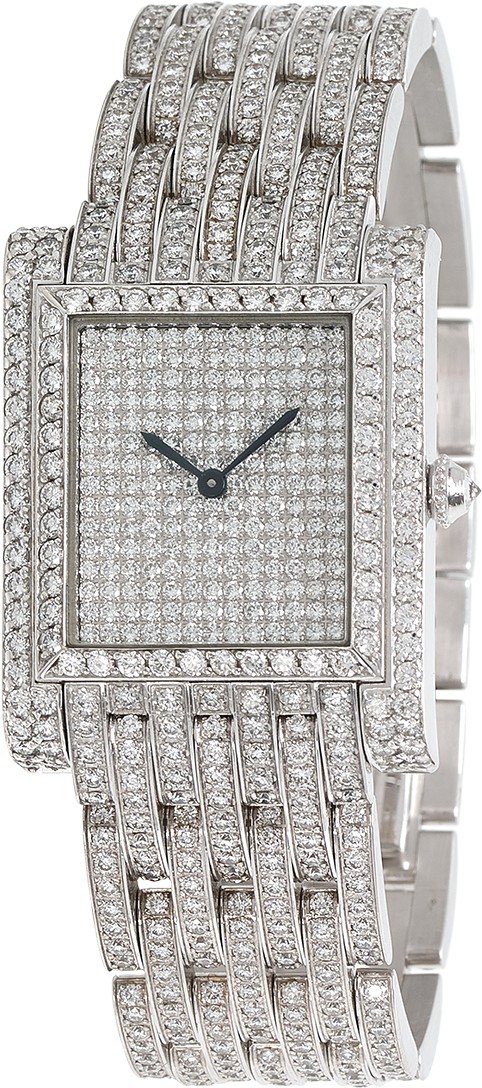 Full Diamond Falcon in 18K white gold set with Diamonds luxury wristwatch signed Charles Oudin Paris