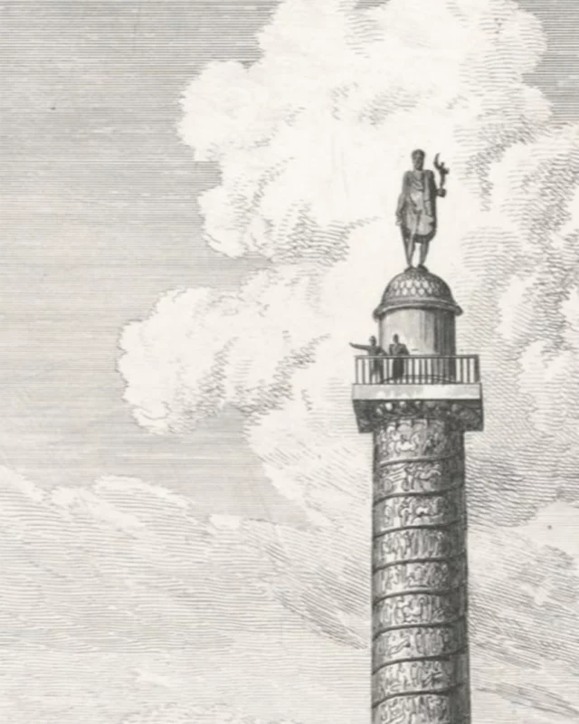 To climb to the top of the Colonne Vendôme, to rise above and witness time flowing quietly below.
Commissioned by Napoleon I after the victory at Austerlitz, the column has stood through centuries of triumphs, upheavals, and renewal, once torn down, then rebuilt, it rises again like a phoenix, a monument to time and legacy.
 #CharlesOudin #ColonneVendome